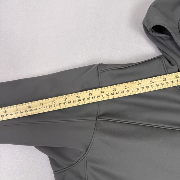 Orvis Men's Medium Gray Softshell Hooded Full Zip Jacket Coat - Picture 6 of 7